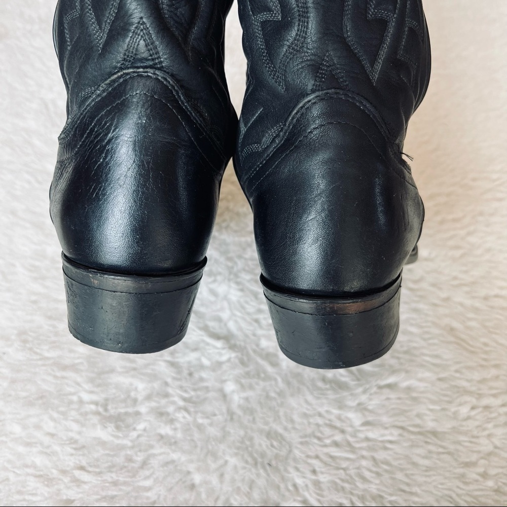 Vintage Genuine Soft Leather Black Western Cowboy boots size 9 EW - Picture 6 of 10